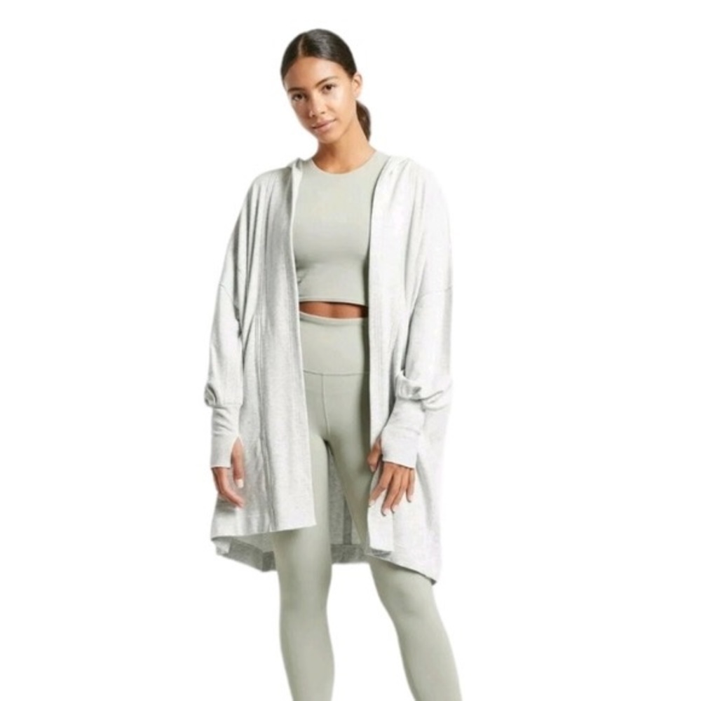 Athleta  Mantra Oversozed Wrap Cardigan XS Light Grey Heather